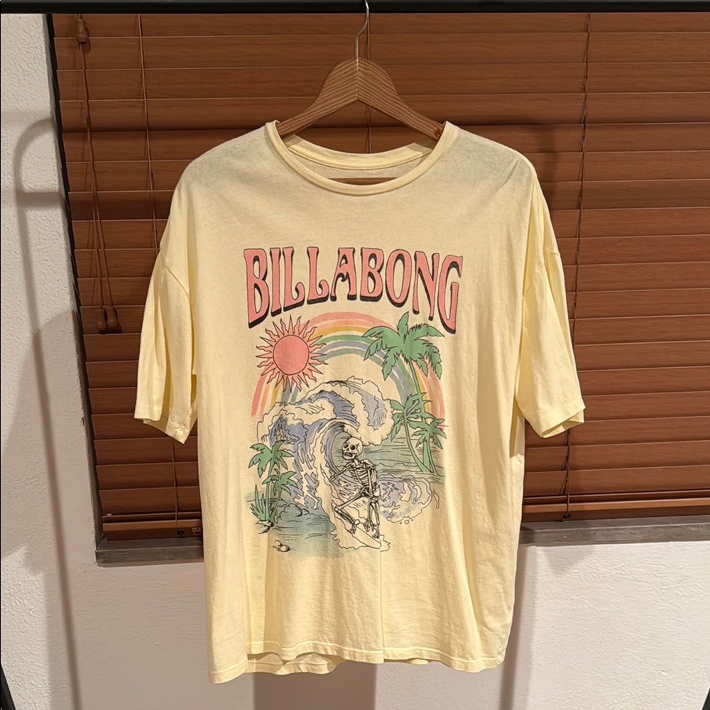 Billabong Yellow Oversized Short Sleeve Tee